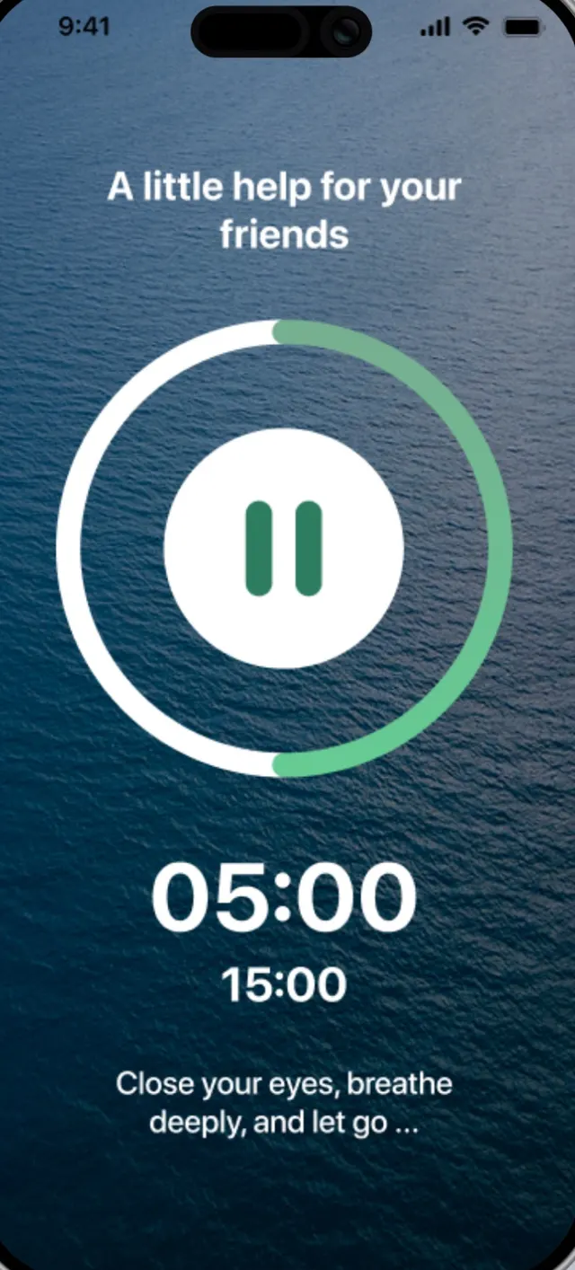 UM app screen: tonight's hypnosis session timer